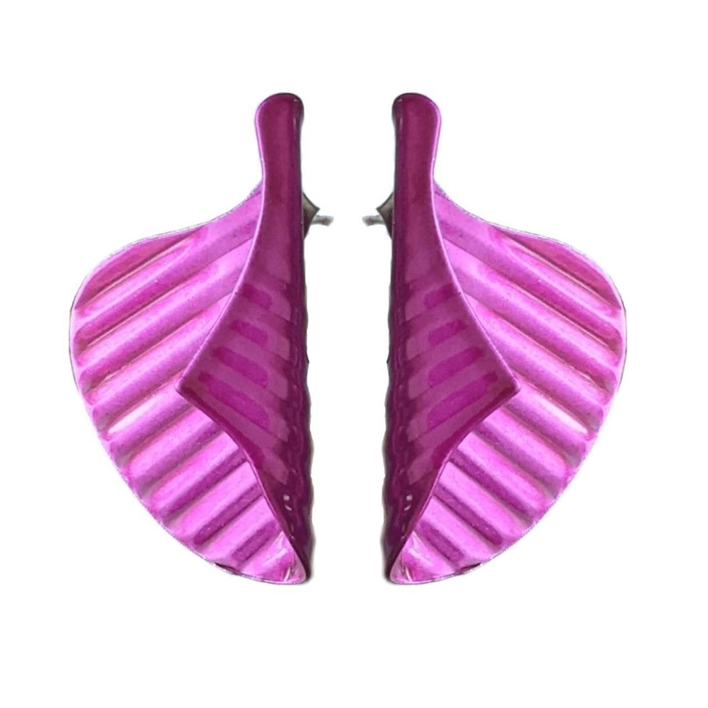 Magenta Flower Petal Earrings | Vintage 80s